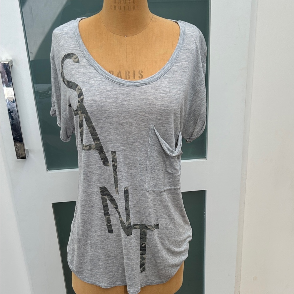 Haute Hippie Gray Graphic Short Sleeve Tee